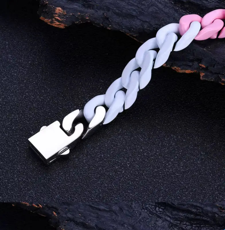 Paint Splatter Cuban Chain with Double Hook Clasp - Jewelry