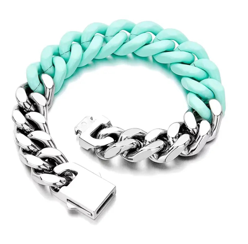 Patchwork Paint Titanium Bracelet - Pink - Jewelry