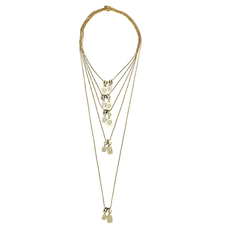 Pave Heart and Star Charm Box Chain Necklace | 18k Gold Plated & Stainless Steel - Jewelry