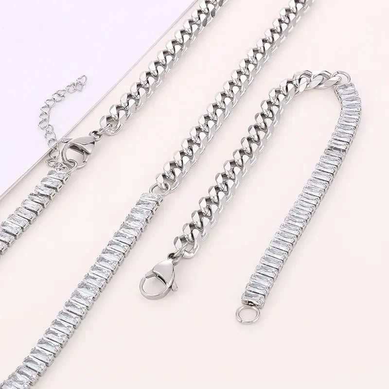 Peaceful Shore Cuban & Zircon Necklace - Jewelry