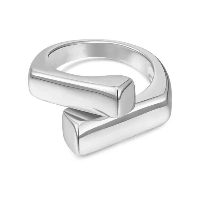 Power Curve Ring - 18K White Gold Plated - Jewelry