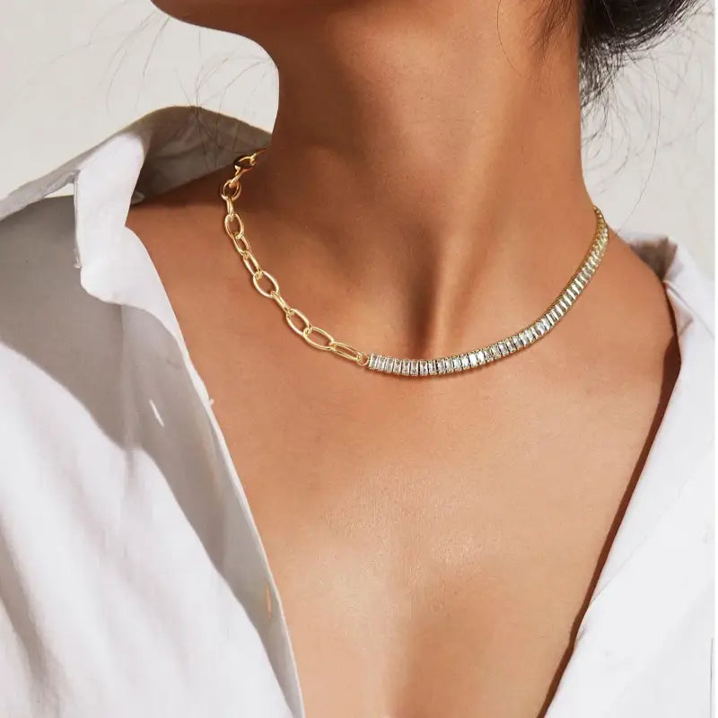 Radiant Balance Paperclip Chain Necklace – Timeless Elegance with a Modern Edge - 18k Gold Plated - Jewelry