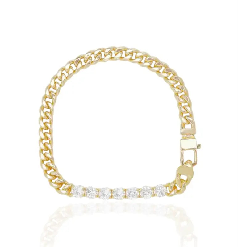 Radiant Refuge Zircon Cuban Chain Bracelet - Jewelry