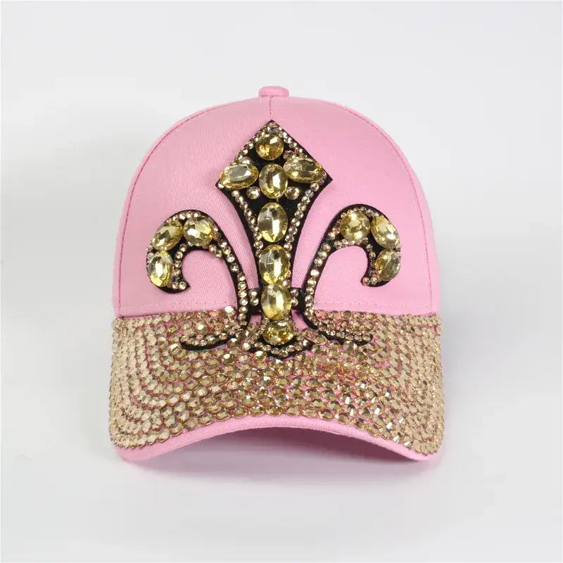 Rhinestone Crown Cap - Pink - Grace - Hat