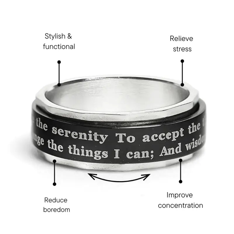 Serenity Prayer Spinner Center Ring - Jewelry