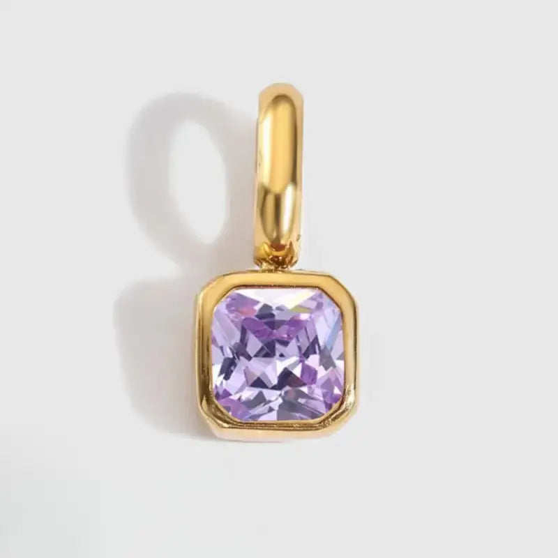 Square Birthstone Charm Pendant Jewelry