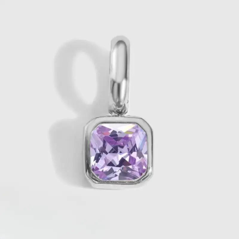 Square Birthstone Charm Pendant Jewelry