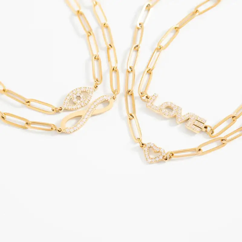 Stone Heart Paperclip Necklace - Jewelry