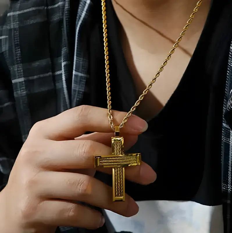 Strength & Faith Cable Cross Pendant Necklace