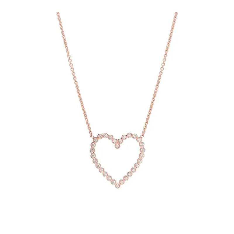 Timeless Open Heart Necklace - 18K Rose Gold Plated - Jewelry