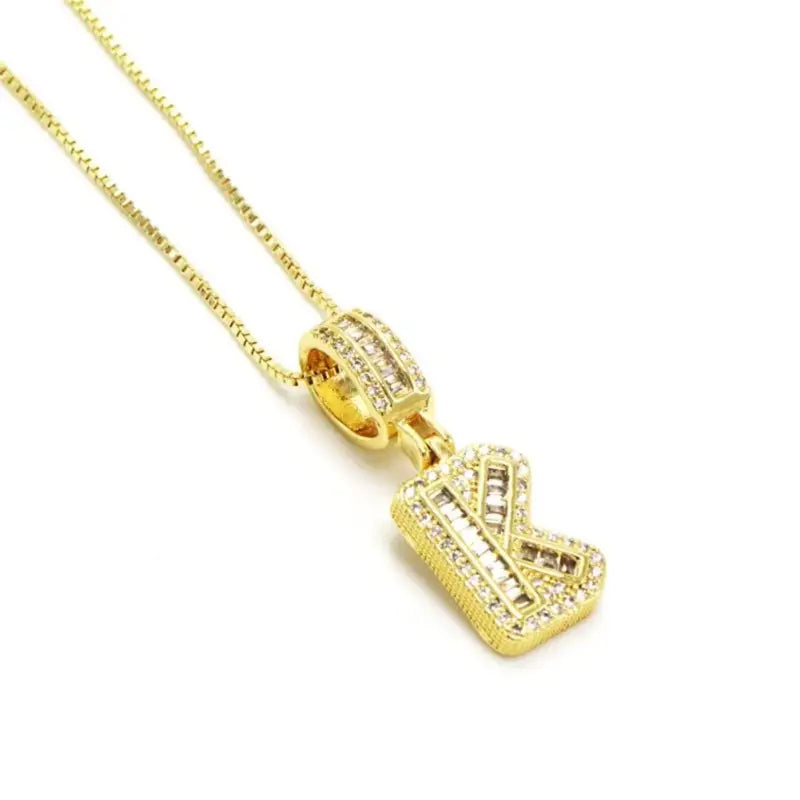 Trend Zircon Letter Initial Necklace Colored Crystal for Party Birthday Jewelry Gift Wholesale K