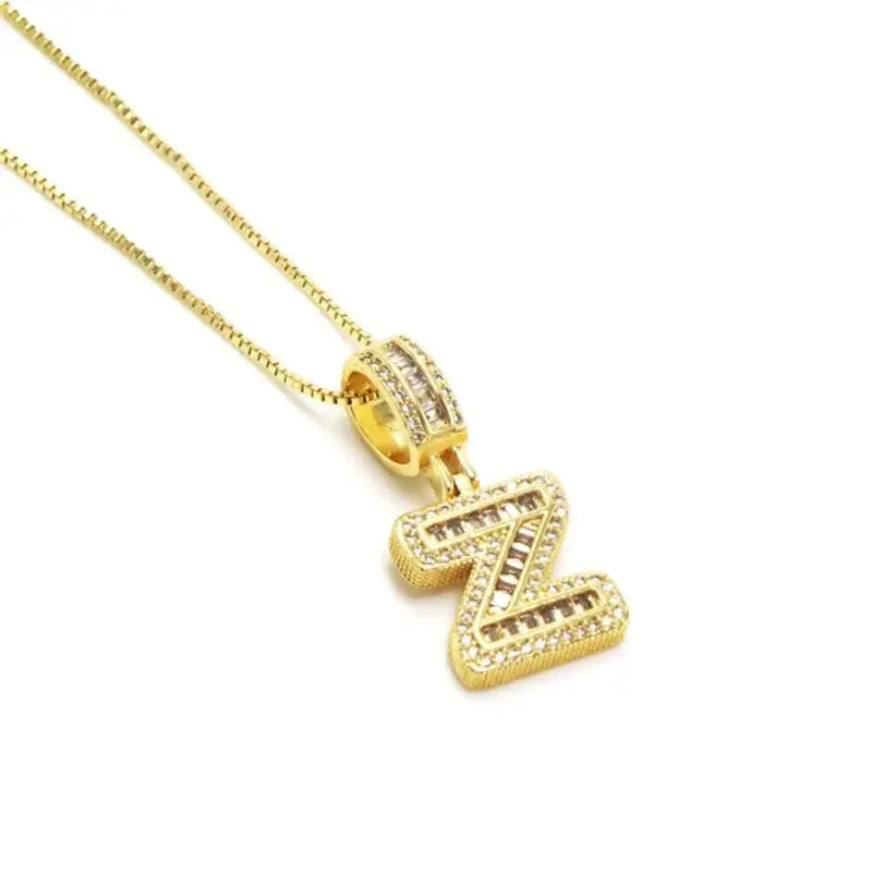 Trend Zircon Letter Initial Necklace Colored Crystal for Party Birthday Jewelry Gift Wholesale Z