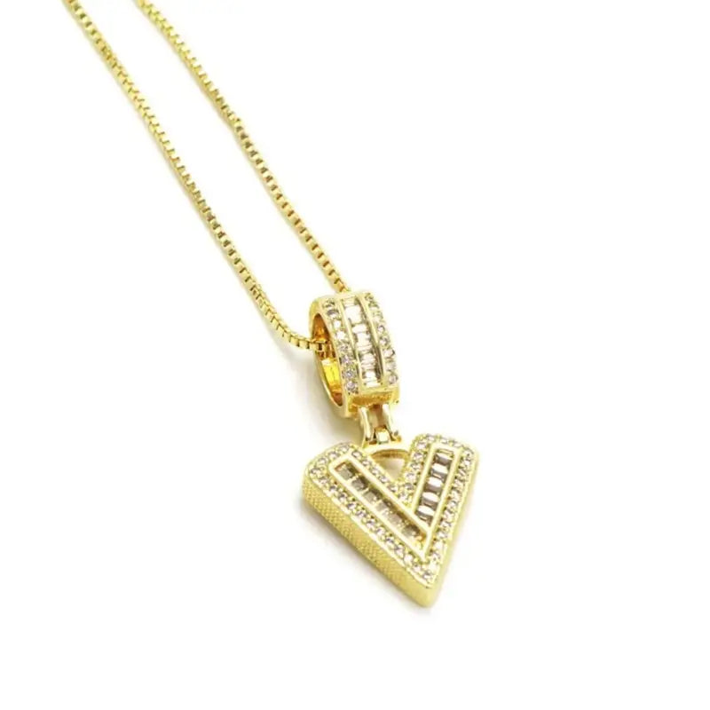 Trend Zircon Letter Initial Necklace Colored Crystal for Party Birthday Jewelry Gift Wholesale V