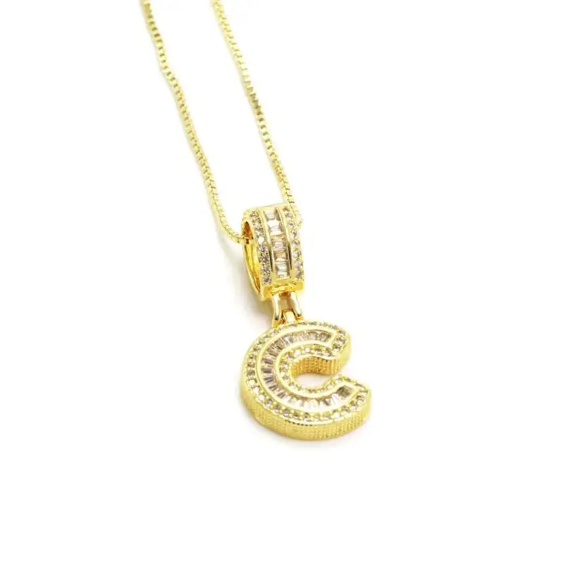 Trend Zircon Letter Initial Necklace Colored Crystal for Party Birthday Jewelry Gift Wholesale C