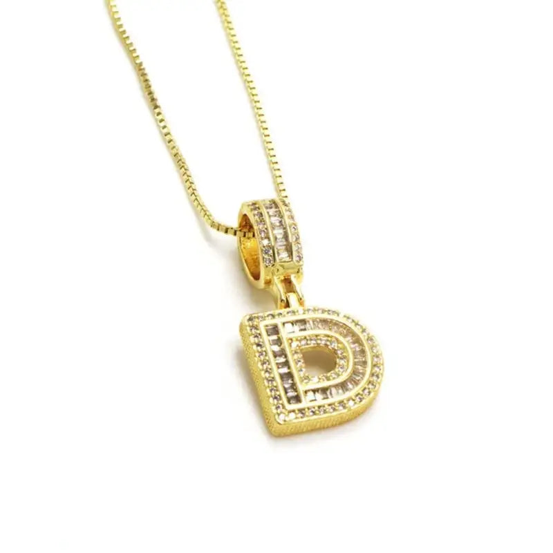 Trend Zircon Letter Initial Necklace Colored Crystal for Party Birthday Jewelry Gift Wholesale D