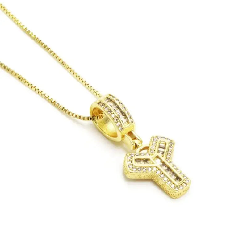 Trend Zircon Letter Initial Necklace Colored Crystal for Party Birthday Jewelry Gift Wholesale Y