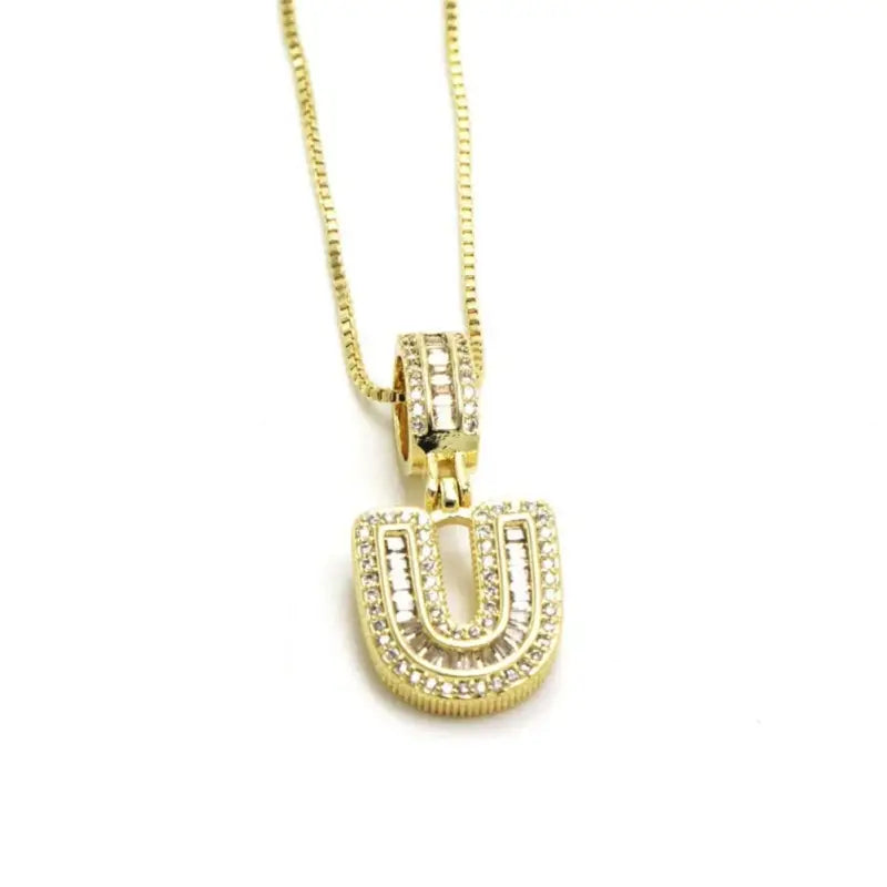 Trend Zircon Letter Initial Necklace Colored Crystal for Party Birthday Jewelry Gift Wholesale U