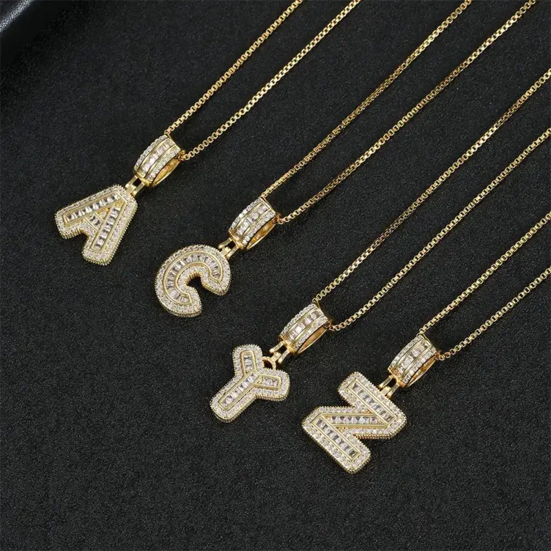 Trend Zircon Letter Initial Necklace Colored Crystal for Party Birthday Jewelry Gift Wholesale