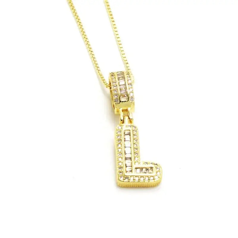 Trend Zircon Letter Initial Necklace Colored Crystal for Party Birthday Jewelry Gift Wholesale L