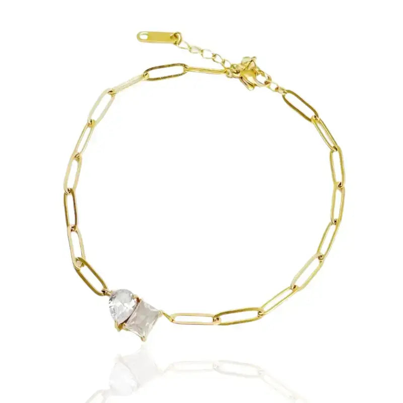 Unbreakable Bond Paperclip Pendant Anklet - 18k Gold Plated - Jewelry