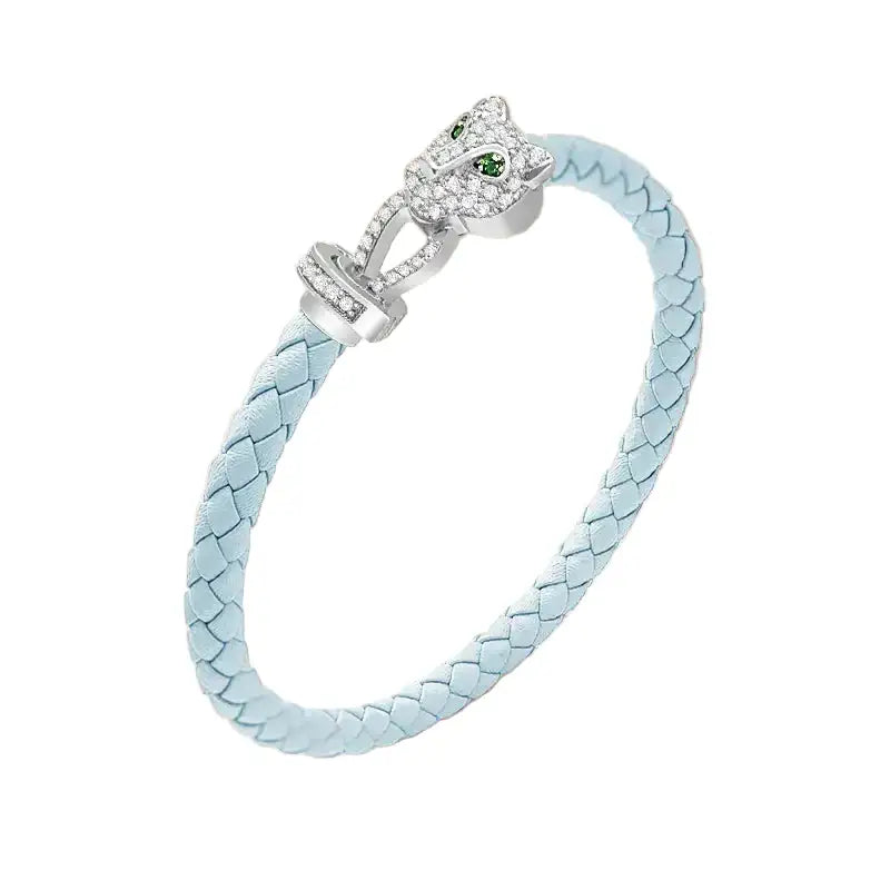 Untamed Cheetah Bracelet - Silver - Light Blue / 8.7in
