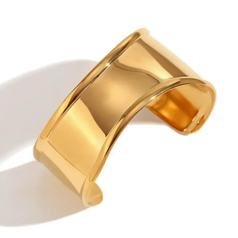 Wave Cuff Bangle - 18k Gold Plating - Jewelry