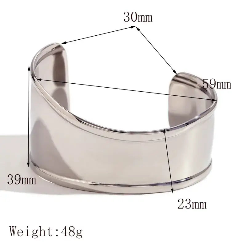 Wave Cuff Bangle - Platinum - Jewelry