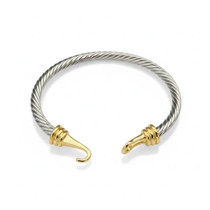 Wholesale Price Fine Cable Wire Twisted Cuff Bracelet Men’s and Women’s 925 Sterling Silver Bangle for Women Men - Hook