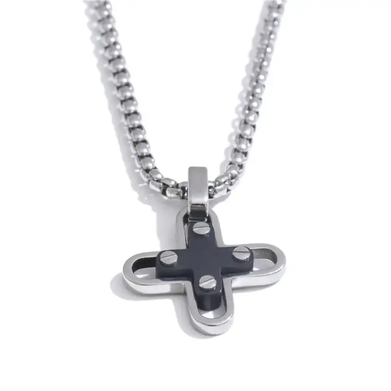 Yhpup Waterproof Stainless Steel Creative Cross Pendant Necklace Exclusive for Men Unisex Classic Fashion Jewelry