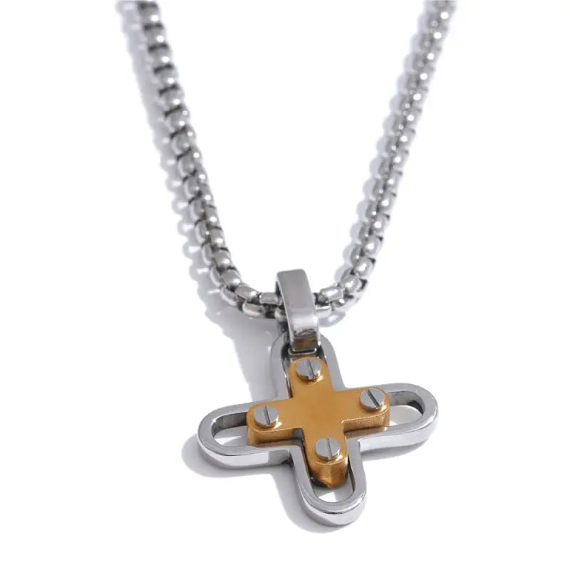Yhpup Waterproof Stainless Steel Creative Cross Pendant Necklace Exclusive for Men Unisex Classic Fashion Jewelry