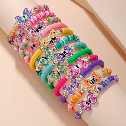 12Pcs/set Unicorn Cat Flower Charm Elastic Handmade Beaded Bracelets for Women Girls Birthday Party Jewelry Friendship