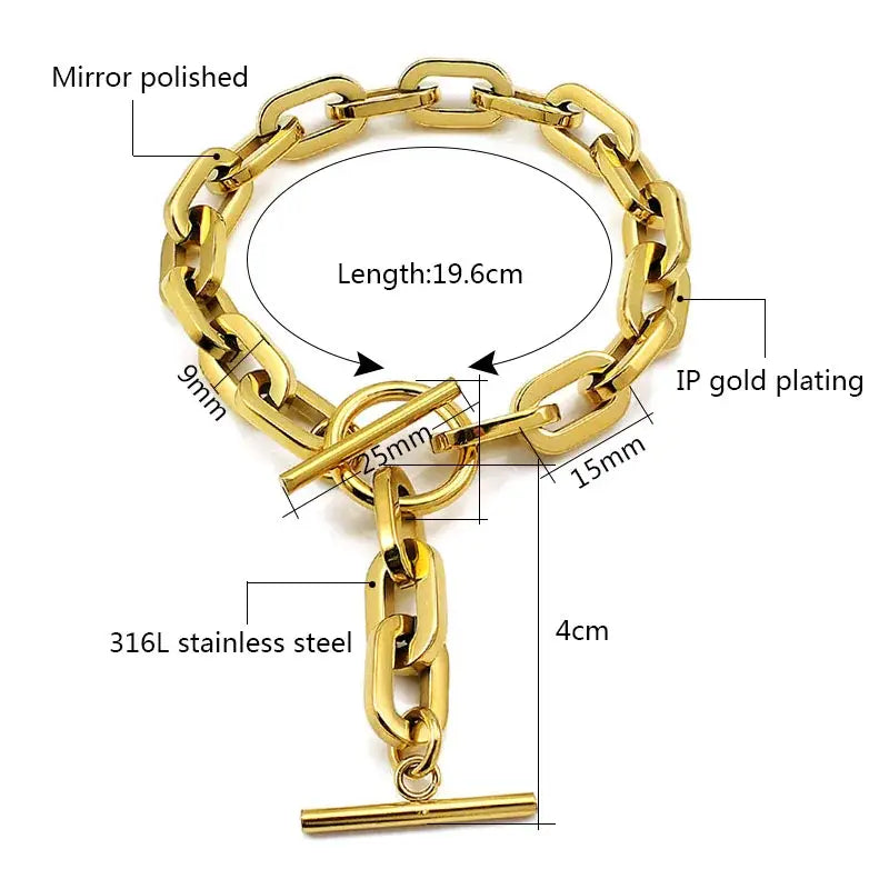 Limitless Links Toggle Clasp Stainless Steel Bracelet | 18k Gold Plated | Platinum