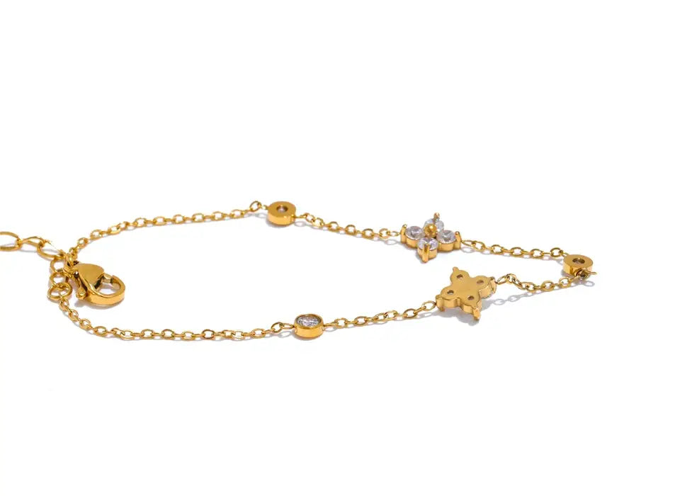 Eternal Bloom Bracelet | Platinum & 18K Gold Plated Cubic Zirconia Charm