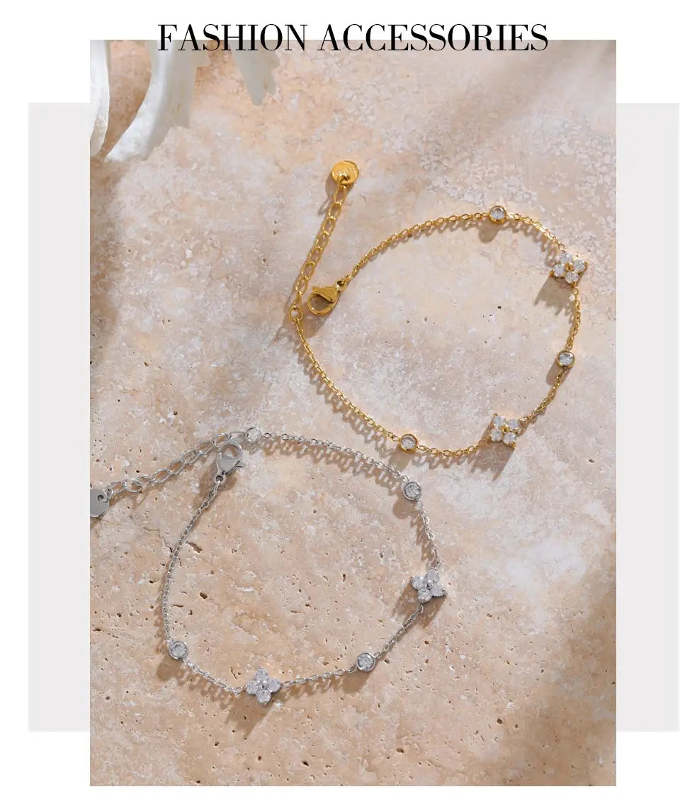 Eternal Bloom Bracelet | Platinum & 18K Gold Plated Cubic Zirconia Charm