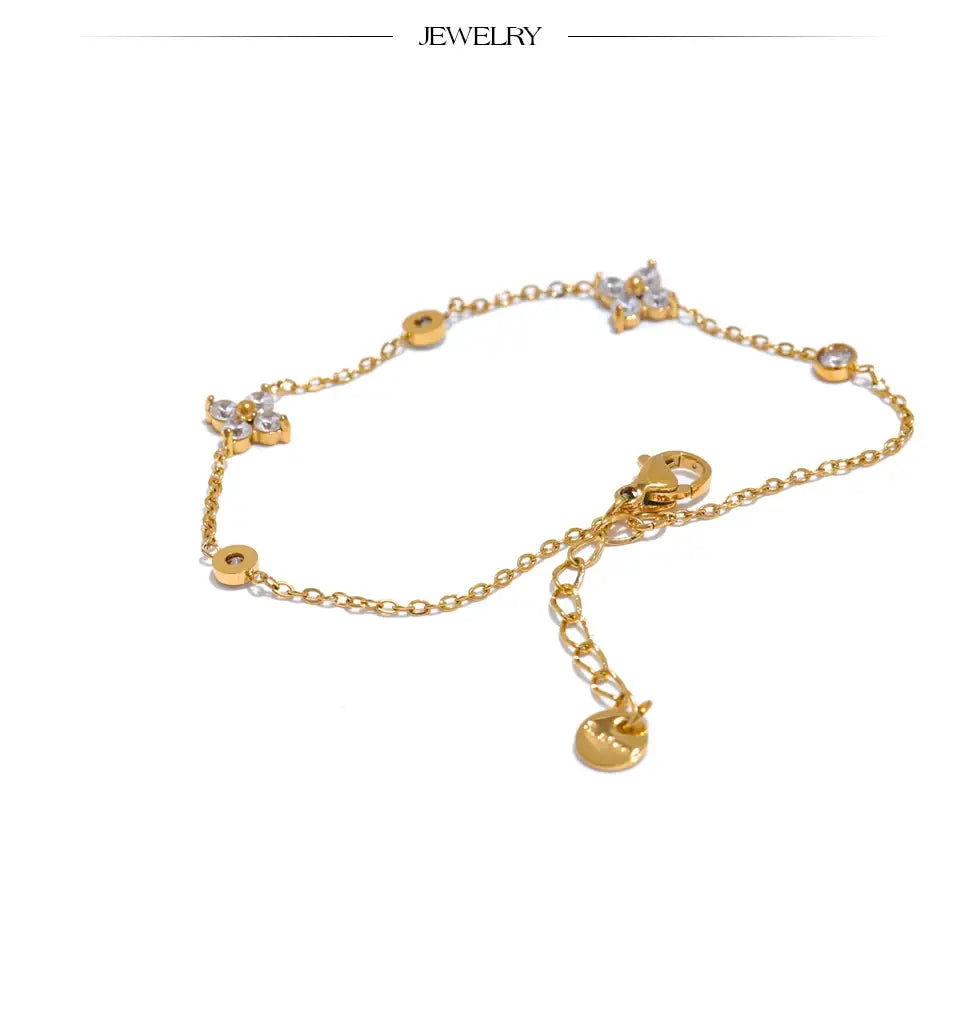 Eternal Bloom Bracelet | Platinum & 18K Gold Plated Cubic Zirconia Charm