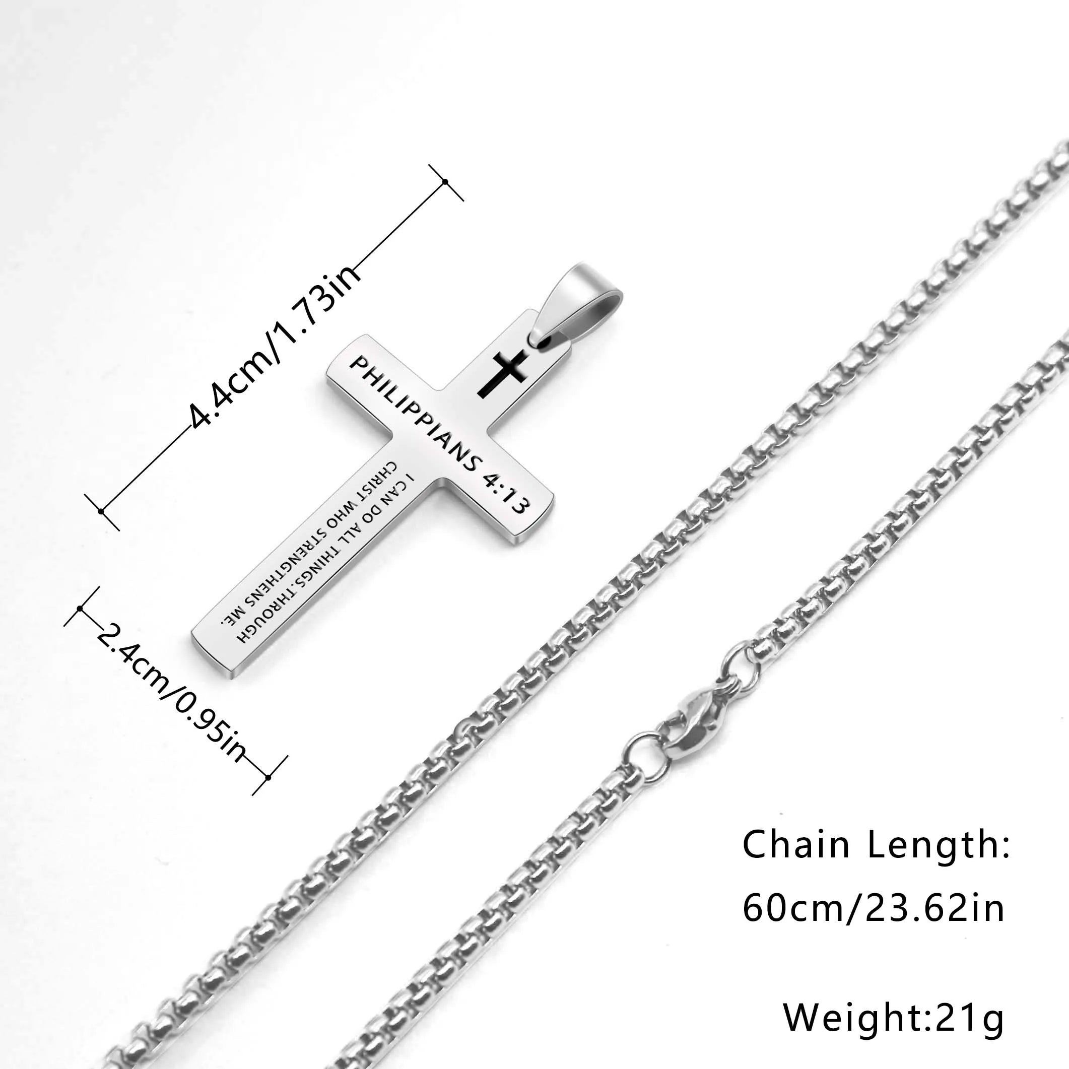 Men’s Cross Pendant Necklace | I Corinthians 13:7