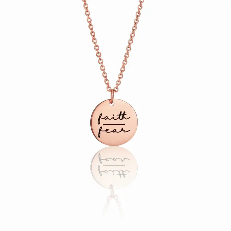 Adorned in Hope Affirmation Pendant Necklaces - Faith Over Fear / Rose Gold - Jewelry