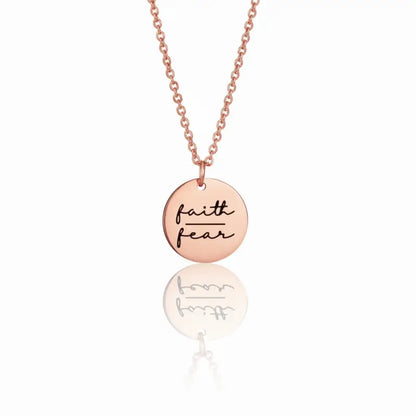 Adorned in Hope Affirmation Pendant Necklaces - Faith Over Fear / Rose Gold - Jewelry