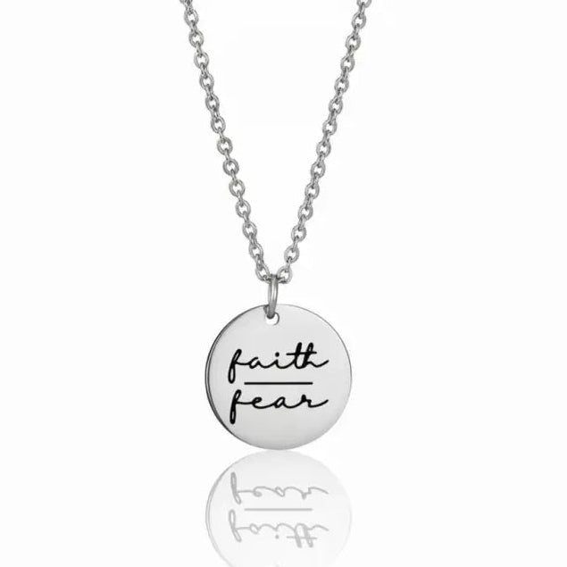 Adorned in Hope Affirmation Pendant Necklaces - Faith Over Fear / Silver - Jewelry
