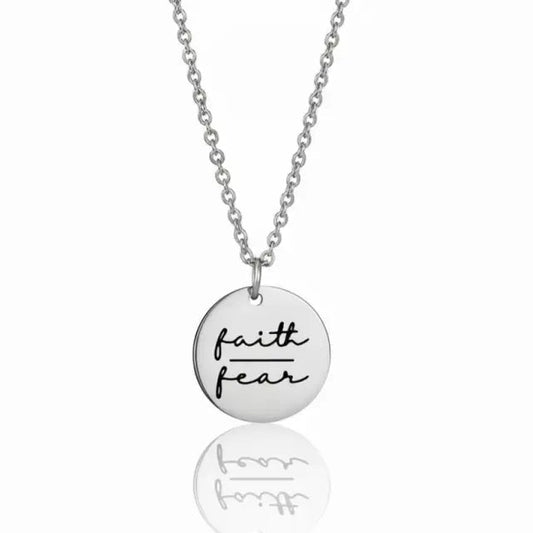 Adorned in Hope Affirmation Pendant Necklaces - Faith Over Fear / Silver - Jewelry