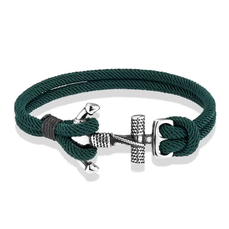 Anchor in the Lord Rope Bracelet: Faith - Green / 7.5in