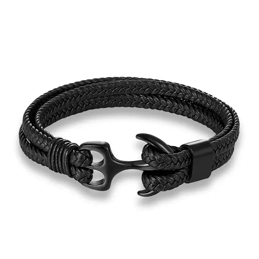 Anchored in the Lord Rope Bracelet: Hope - Black / 7.5in