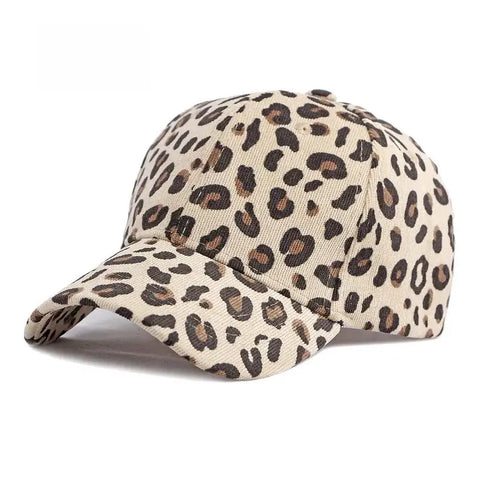 Beige Leopard Print Corduroy Baseball Cap