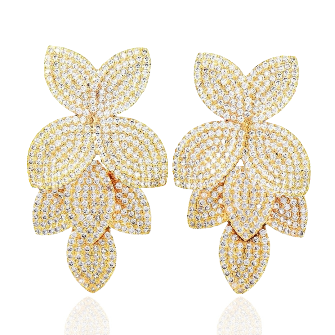 Blooming Elegance Earrings Bridal Jewelry - 18k Gold Plated