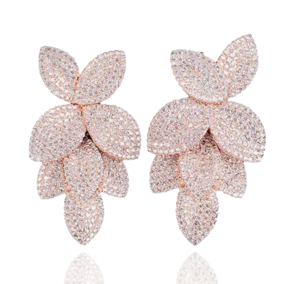 Blooming Elegance Earrings Bridal Jewelry - 18k Rose Gold Plated