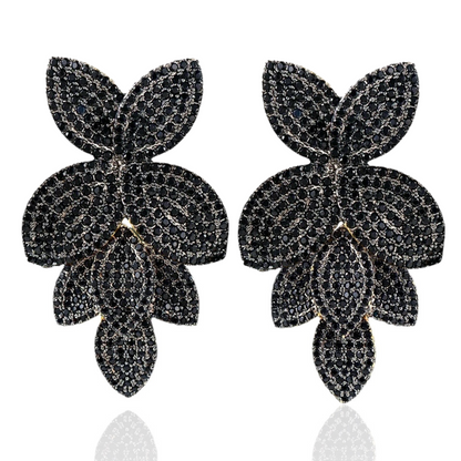 GODKI Celebrity Favorite Luxury Leaf Leaves Flower Collection Full Micro Cubic Zirconia Paved Wedding Bridal Earring