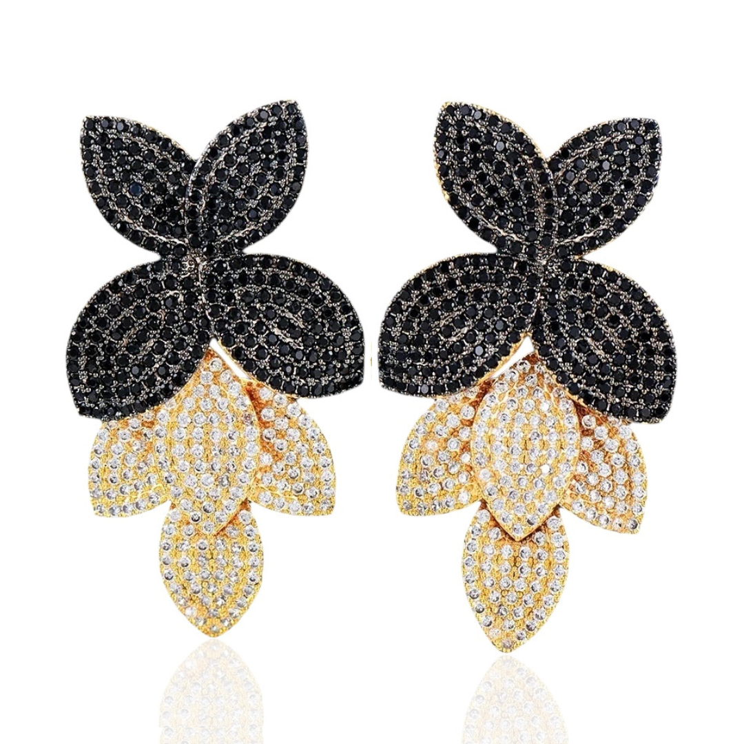 GODKI Celebrity Favorite Luxury Leaf Leaves Flower Collection Full Micro Cubic Zirconia Paved Wedding Bridal Earring