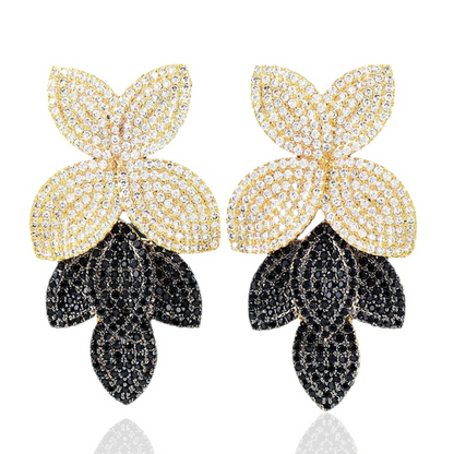 GODKI Celebrity Favorite Luxury Leaf Leaves Flower Collection Full Micro Cubic Zirconia Paved Wedding Bridal Earring