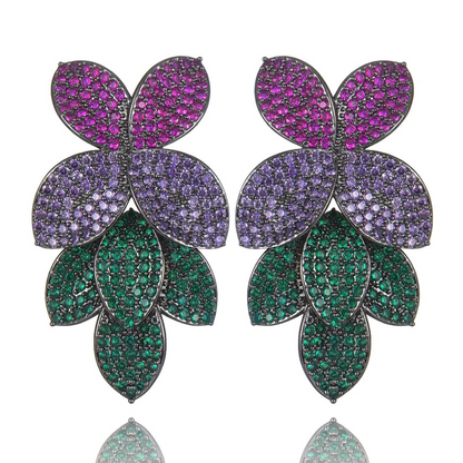 GODKI Celebrity Favorite Luxury Leaf Leaves Flower Collection Full Micro Cubic Zirconia Paved Wedding Bridal Earring