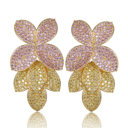 GODKI Celebrity Favorite Luxury Leaf Leaves Flower Collection Full Micro Cubic Zirconia Paved Wedding Bridal Earring